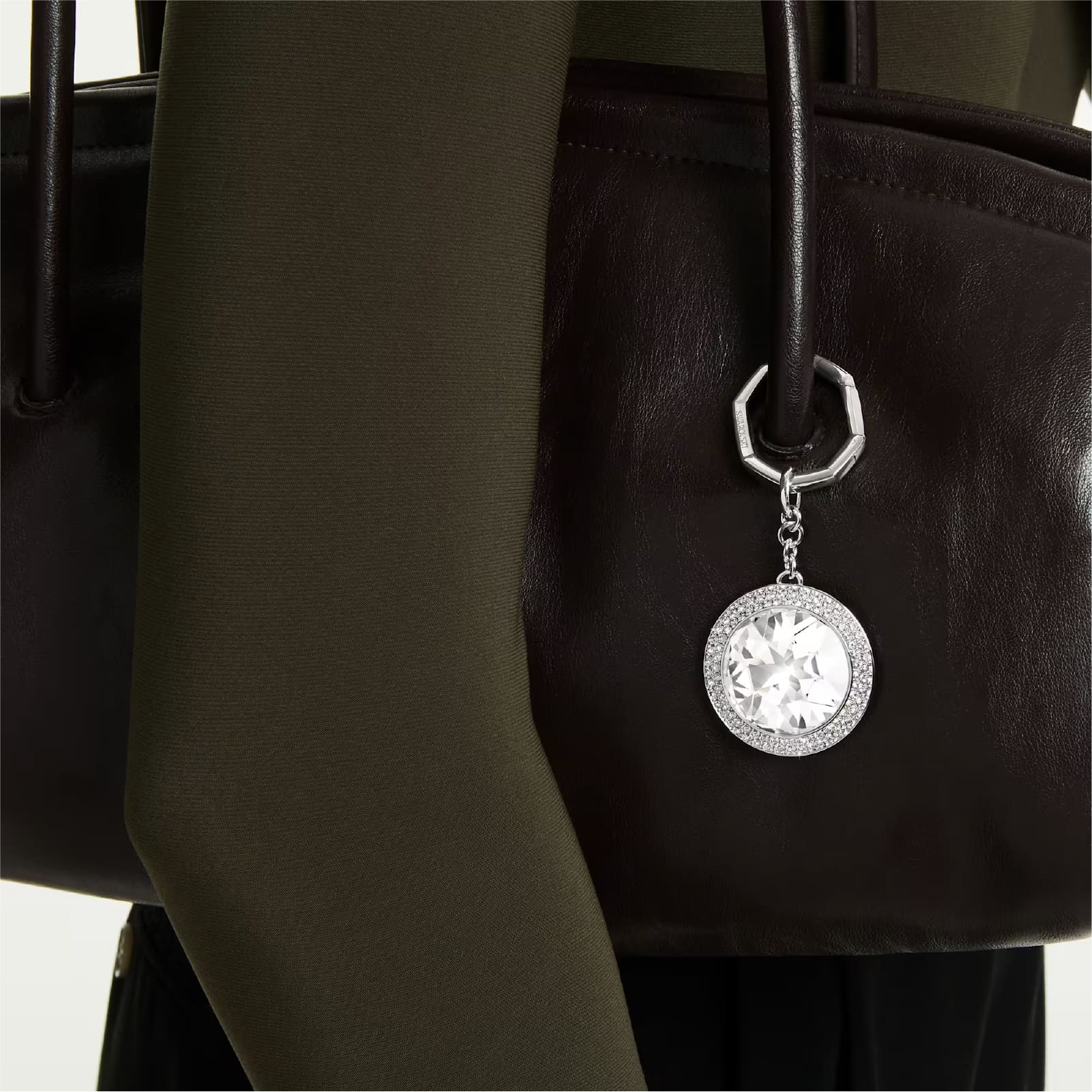 Portachiavi Swarovski in lega argento e crstallo rotondo MISURA UNICA