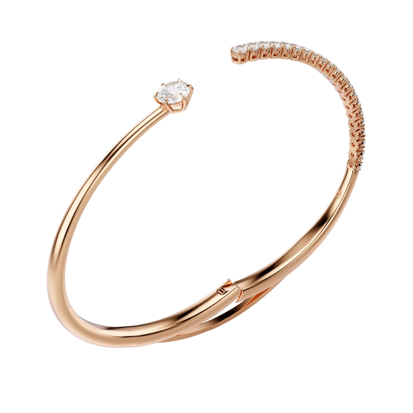 Bracciale rigido Swarovski Matrix lega oro rosa e zirconi 16,8 cm
