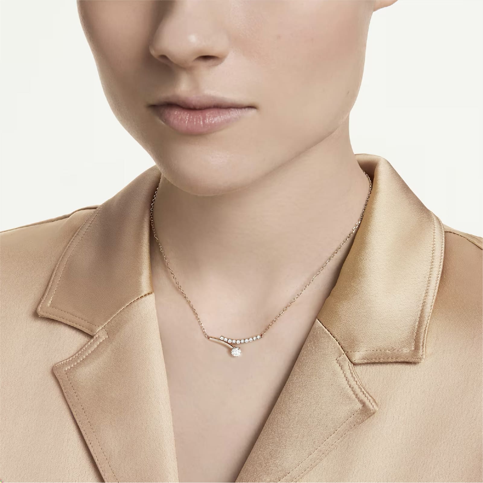 Collana catena Swarovski Matrix lega oro rosa e zirconi MISURA UNICA