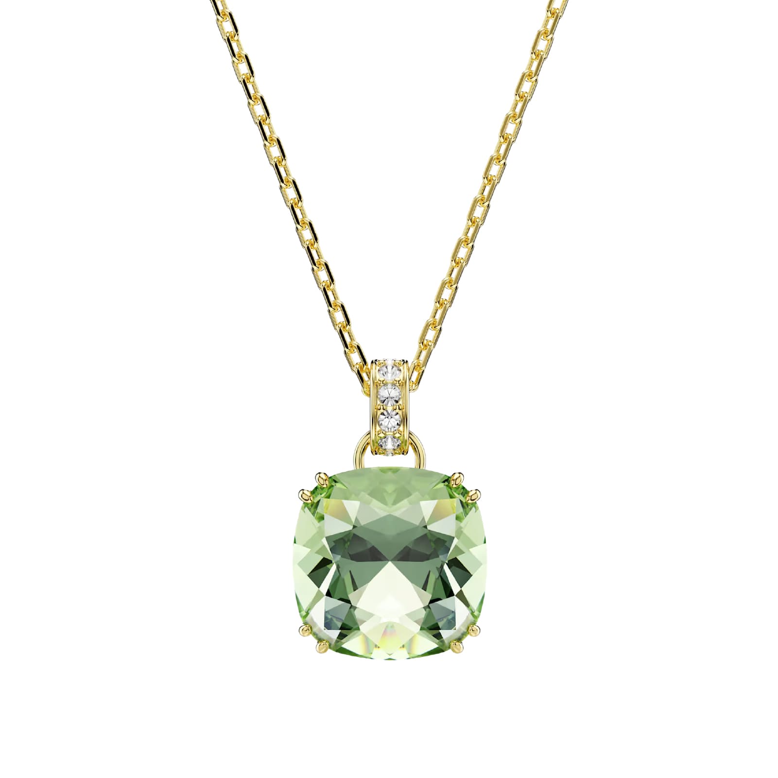 Collana catena Swarovski Millenia lega oro e cristallo verde MISURA UNICA