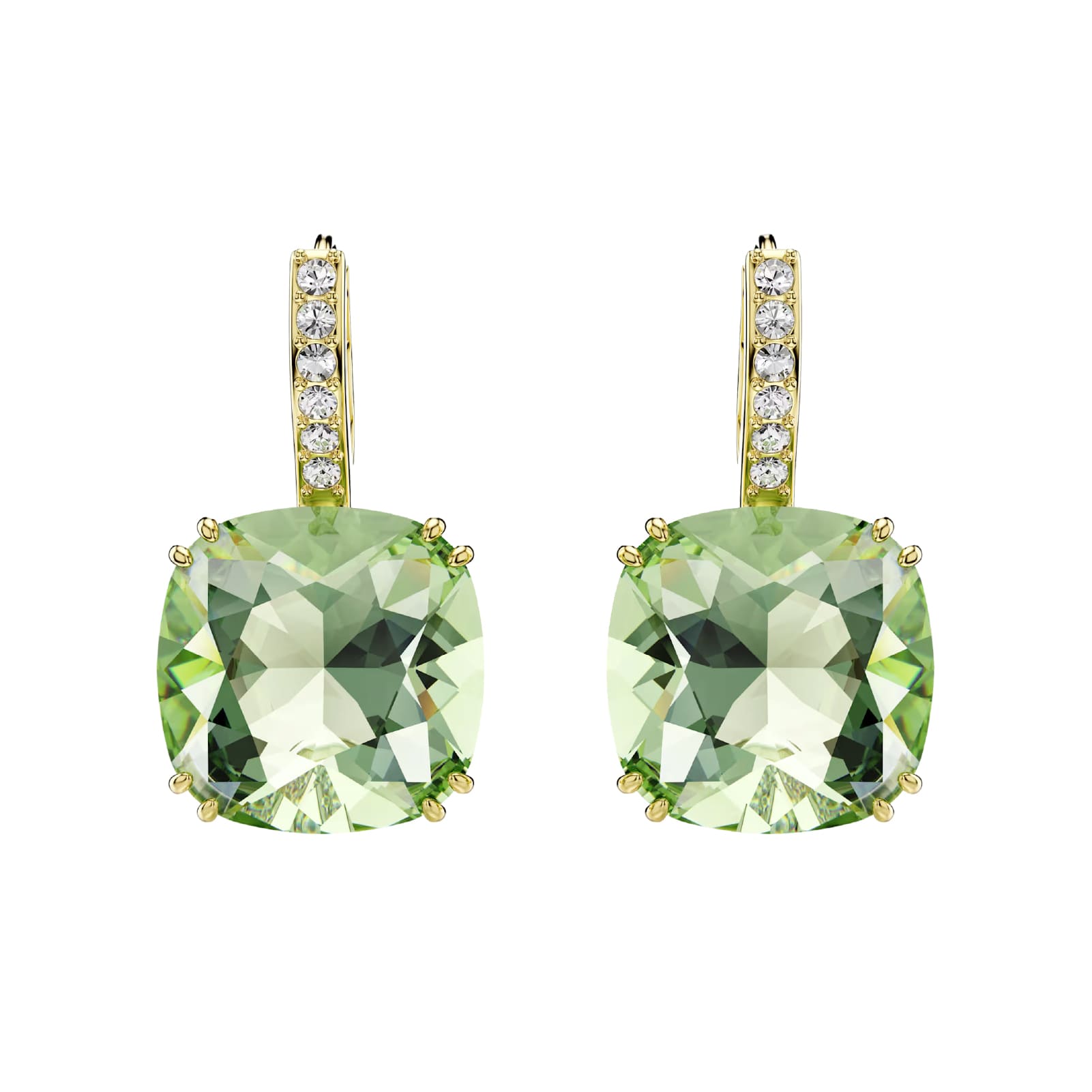 Orecchini pendenti Swarovski Millenia lega oro e verde MISURA UNICA