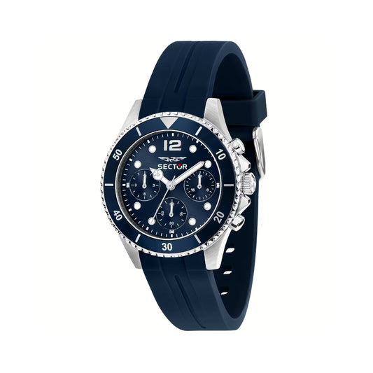 Orologio solo tempo Sector in acciaio argento e silcone blu S.R3251161052
