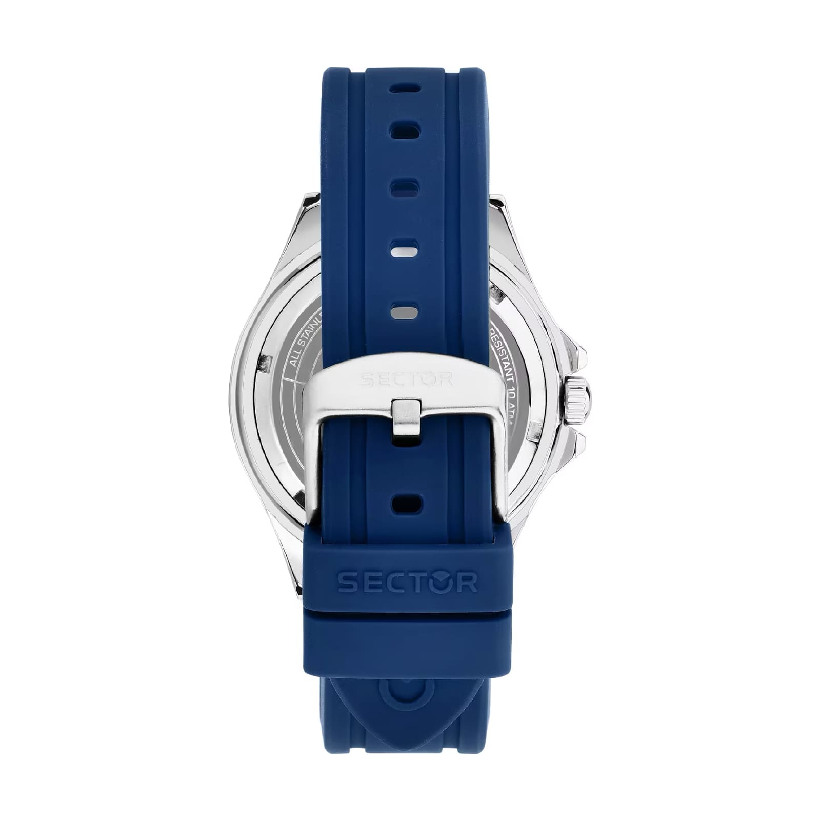 Orologio solo tempo Sector 230 in acciaio argento silicone blu MISURA UNICA