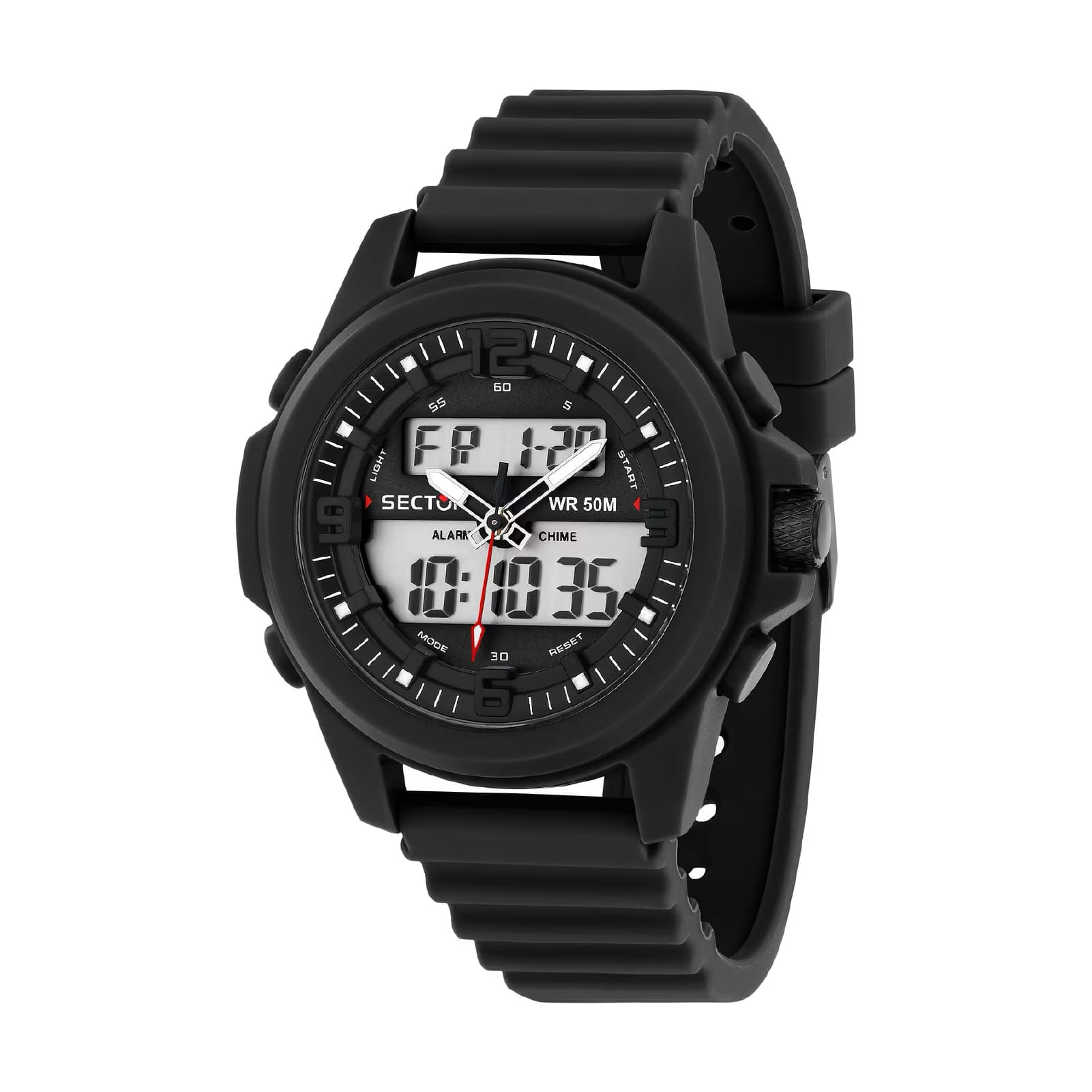 Orologio digitale Sector in acciaio nero quadrante 52mm MISURA UNICA