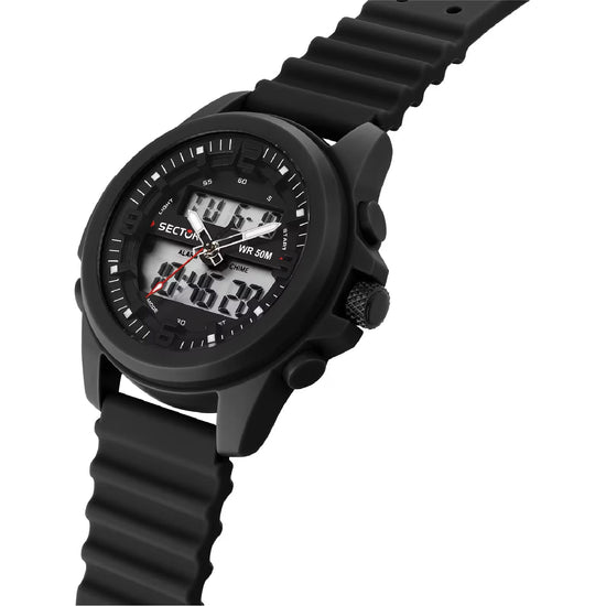Orologio digitale Sector in acciaio nero quadrante 52mm MISURA UNICA