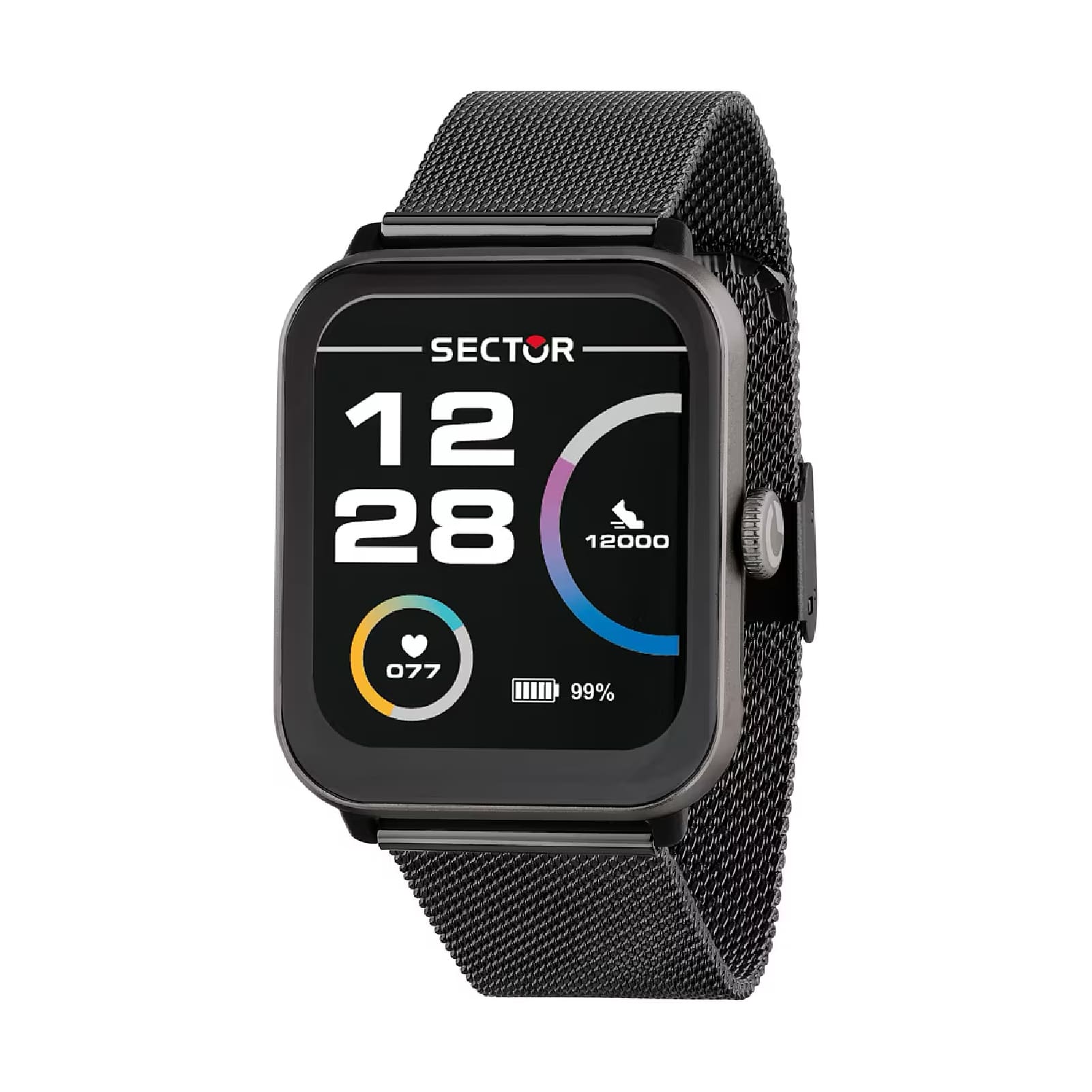 Orologio smartwatch Sector in acciaio maglia mesh nero MISURA UNICA