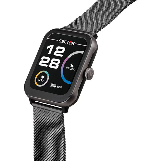 Orologio smartwatch Sector in acciaio maglia mesh nero MISURA UNICA