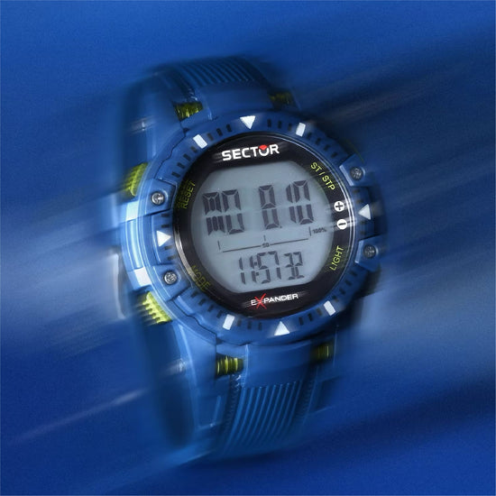 Orologio digitale Sector EX-54 in poliuretano blu da uomo MISURA UNICA