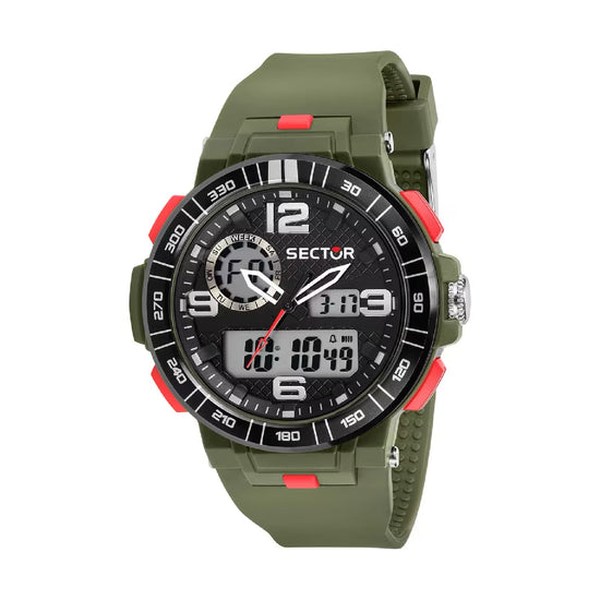 Orologio multifunzione Sector EX-28 in poliuretano verde MISURA UNICA