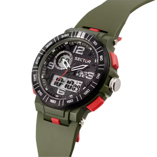 Orologio multifunzione Sector EX-28 in poliuretano verde MISURA UNICA
