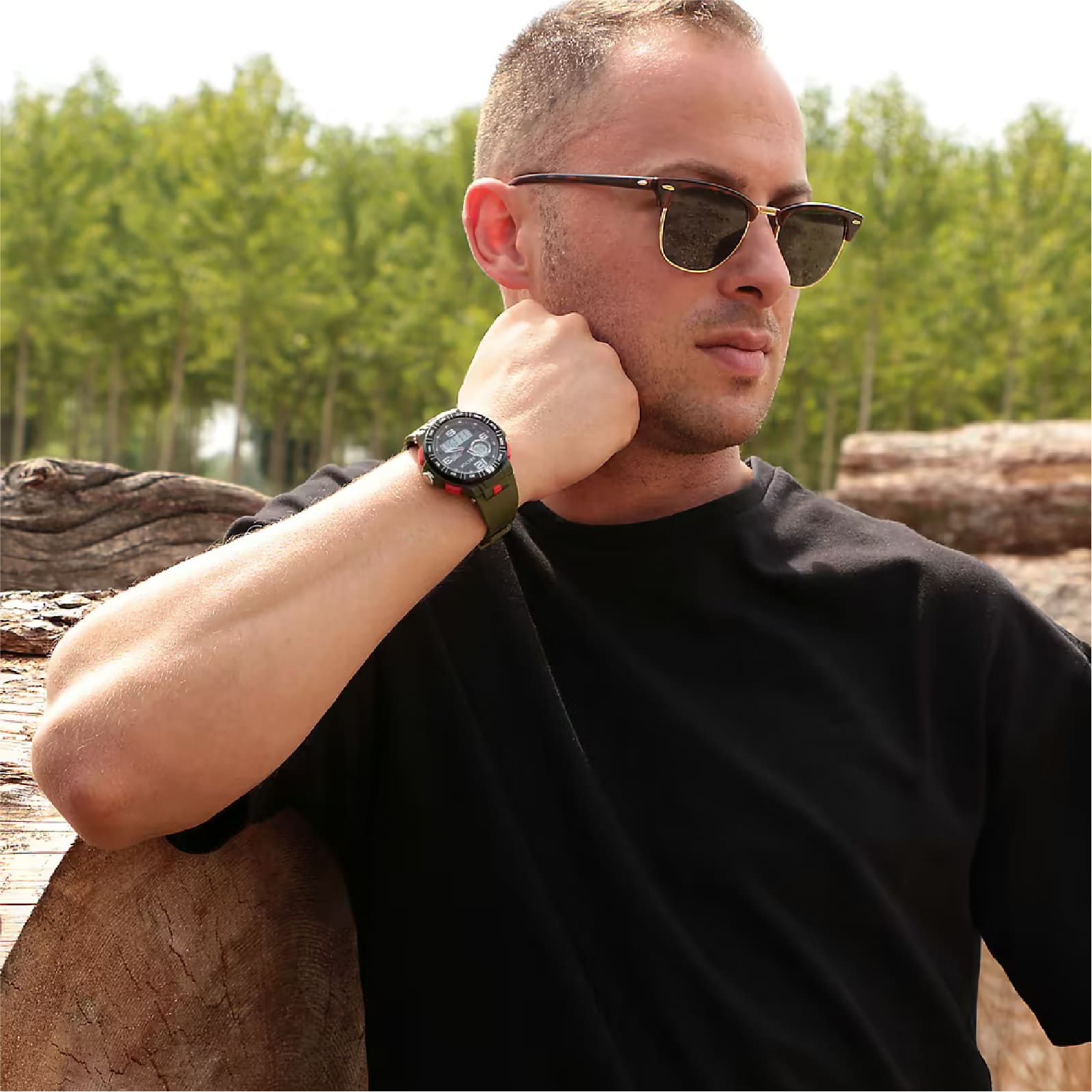 Orologio multifunzione Sector EX-28 in poliuretano verde MISURA UNICA