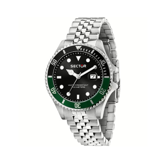 Orologio solo tempo Sector in acciaio argento e verde da uomo S.R3253161052