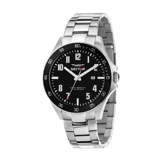 Orologio solotempo uomo Sector acciaio e quadrante nero