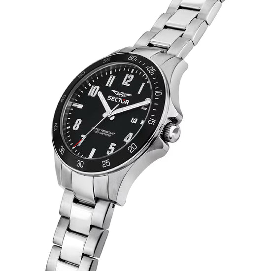 Orologio solotempo uomo Sector acciaio e quadrante nero