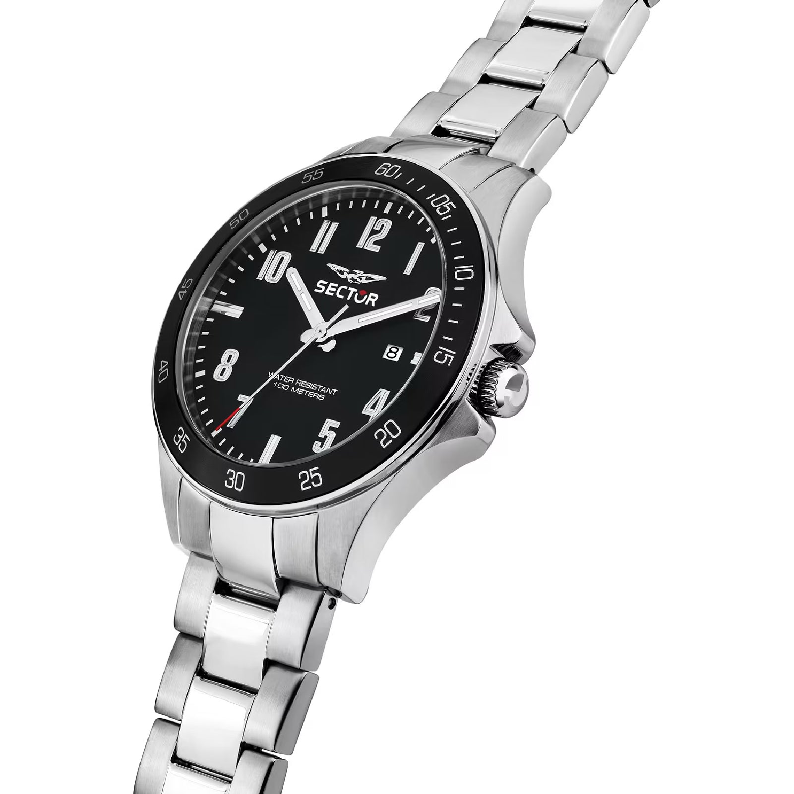 Orologio solotempo uomo Sector acciaio e quadrante nero