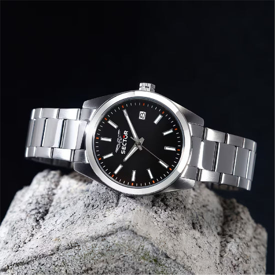 Orologio solo tempo Sector 240 acciaio quadrante nero 37mm MISURA UNICA