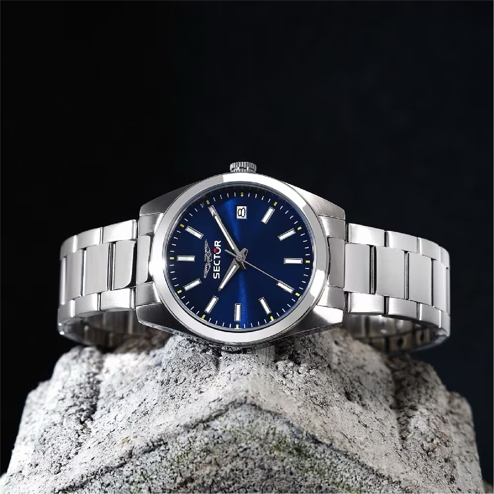Orologio solo tempo Sector 240 in acciaio quadrante blu MISURA UNICA