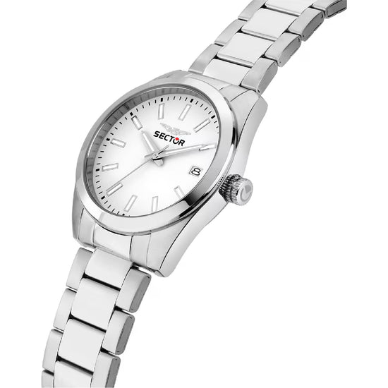 Orologio solo tempo Sector 240 in acciaio quadrante bianco MISURA UNICA