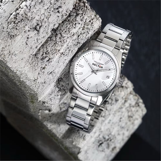 Orologio solo tempo Sector 240 in acciaio quadrante bianco MISURA UNICA