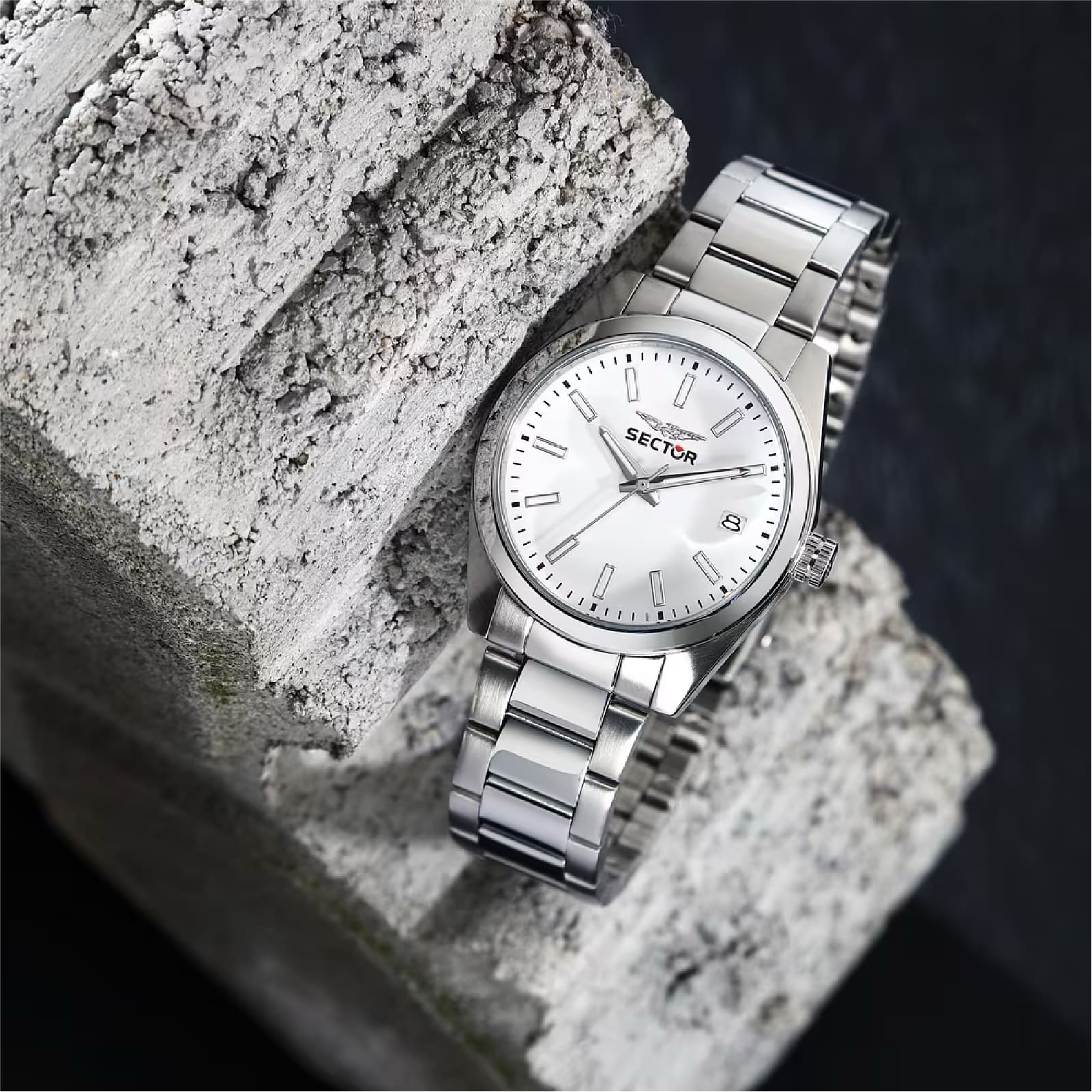 Orologio solo tempo Sector 240 in acciaio quadrante bianco MISURA UNICA