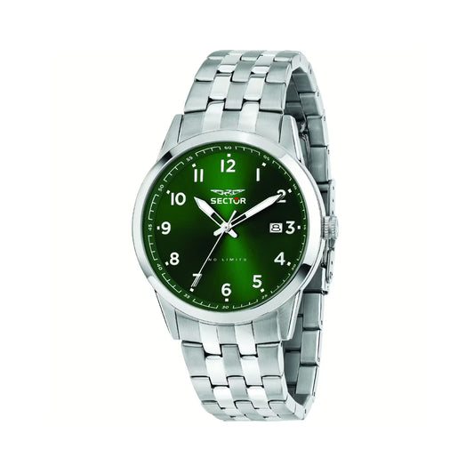 Orologio solo tempo Sector in acciaio color argento e verde S.R3253517031
