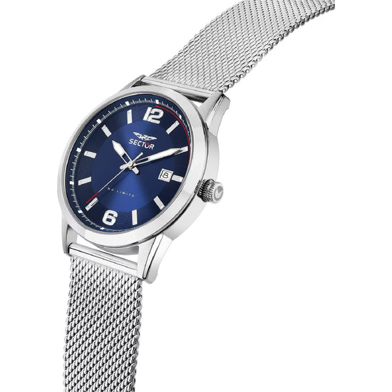 Orologio solo tempo Sector 660 in acciaio argentato e blu MISURA UNICA