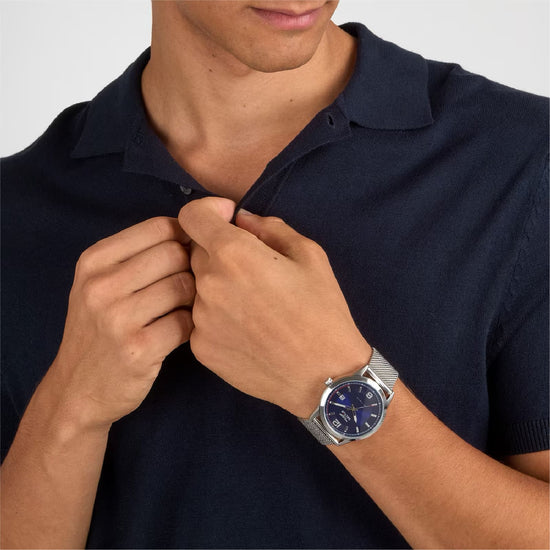 Orologio solo tempo Sector 660 in acciaio argentato e blu MISURA UNICA