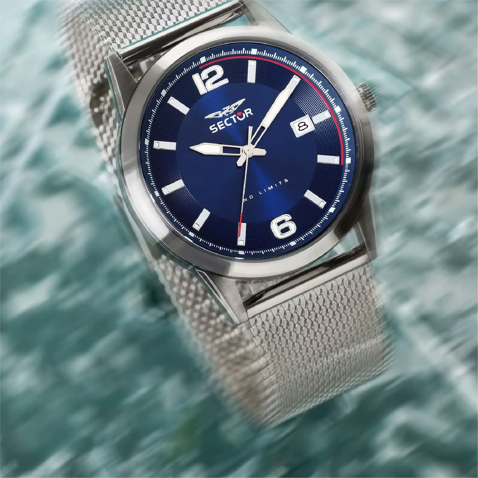 Orologio solo tempo Sector 660 in acciaio argentato e blu MISURA UNICA