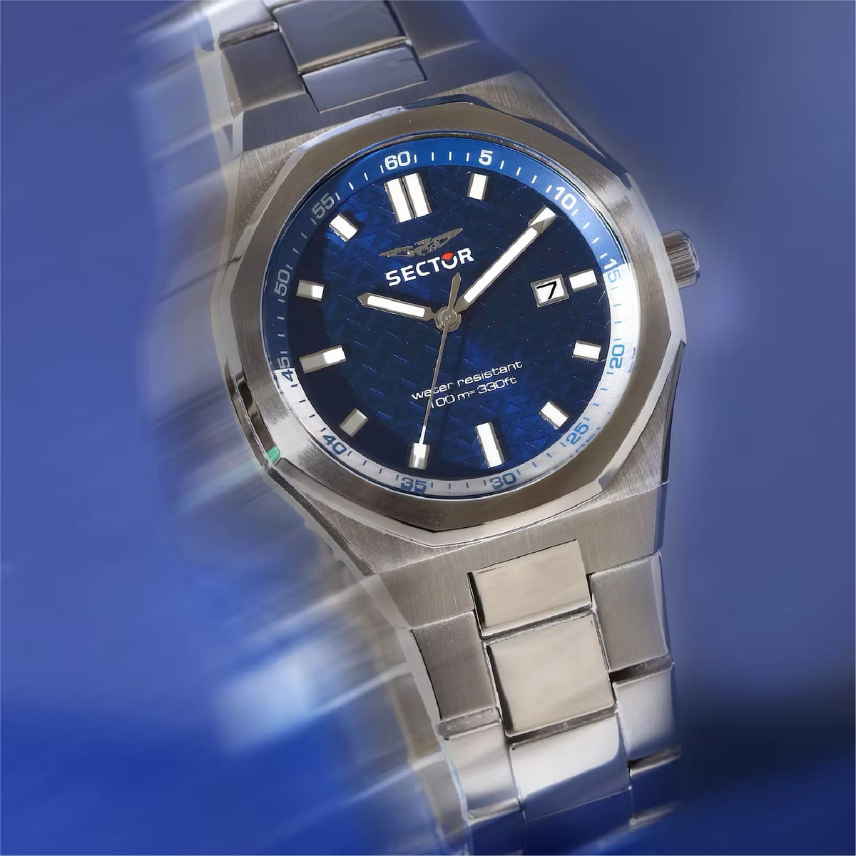 Orologio solo tempo Sector Otto150 in acciaio quadrante blu MISURA UNICA