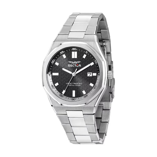 Orologio solo tempo Sector Otto150 in acciaio quadrante nero MISURA UNICA