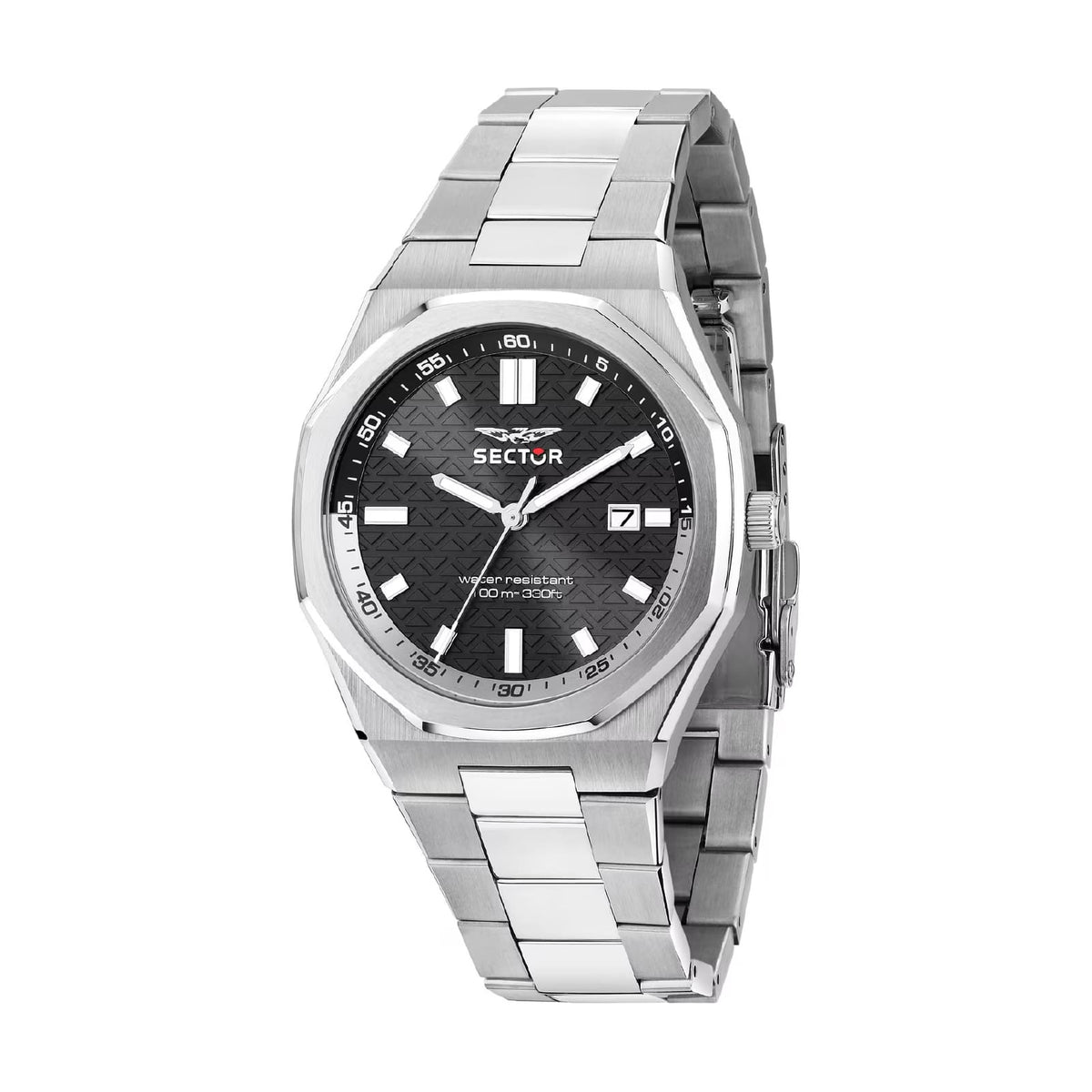 Orologio solo tempo Sector Otto150 in acciaio quadrante nero MISURA UNICA