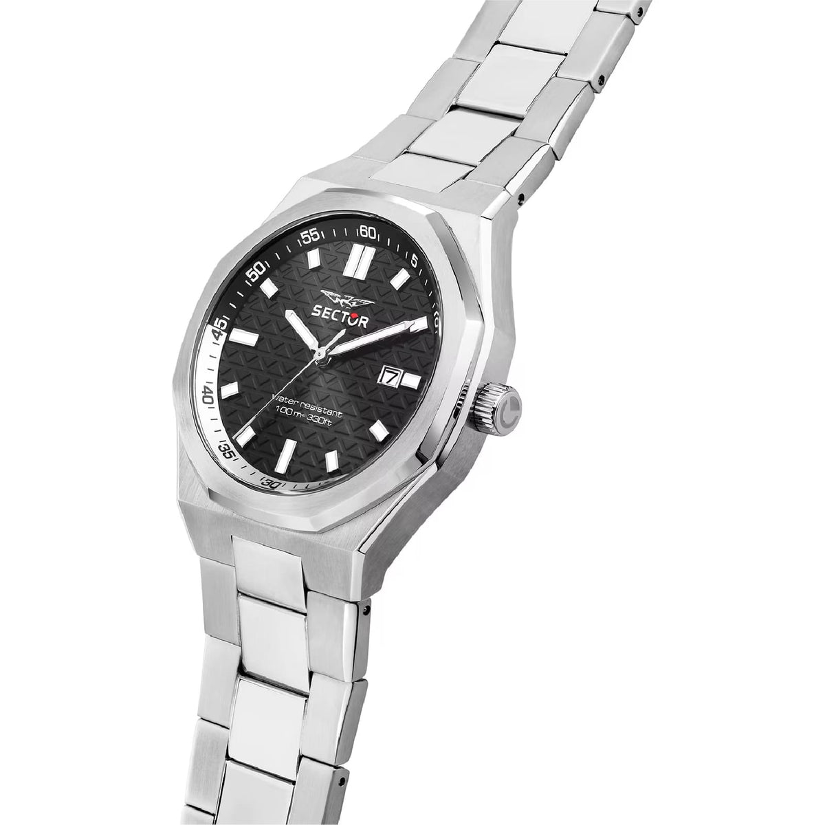 Orologio solo tempo Sector Otto150 in acciaio quadrante nero MISURA UNICA