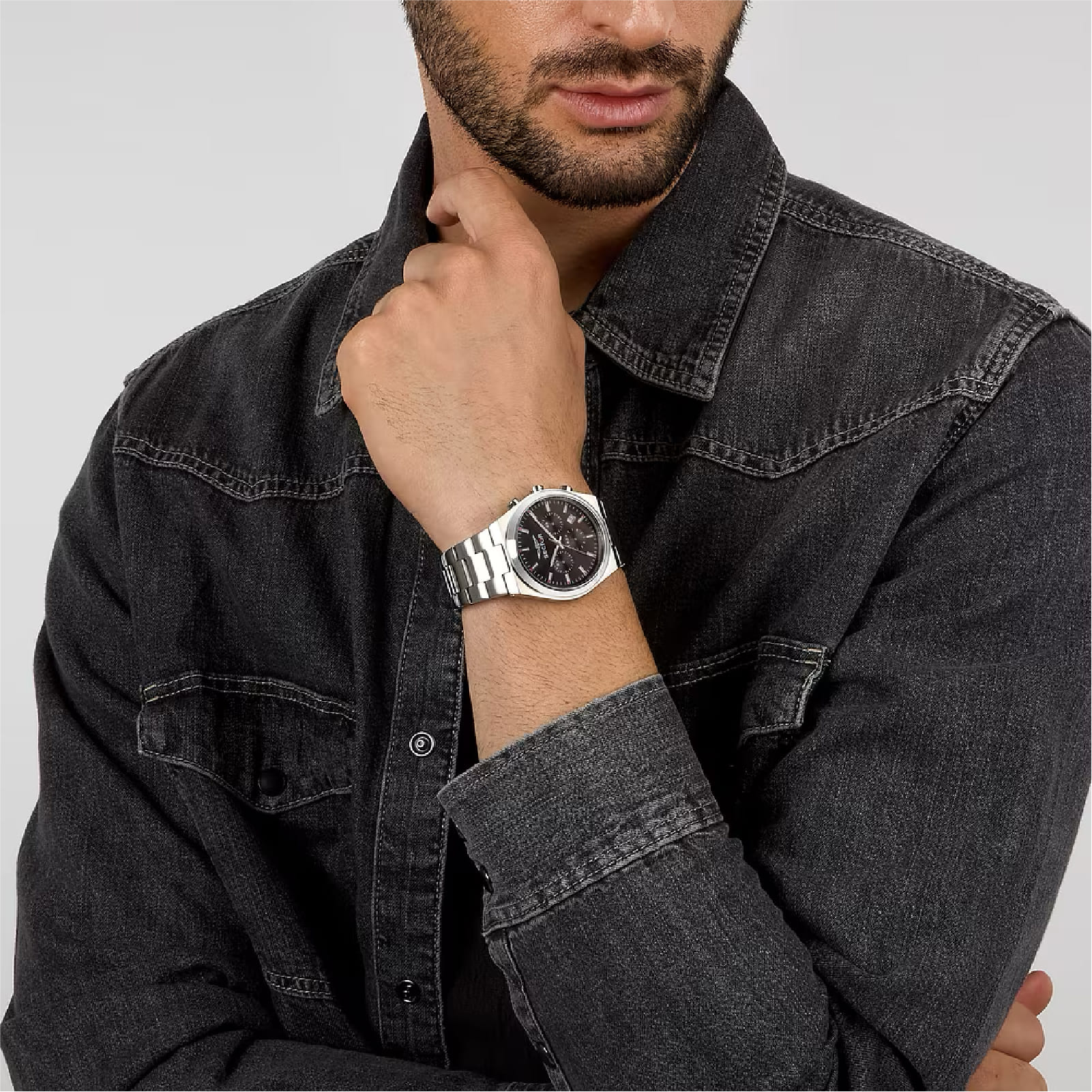 Orologio cronografo Sector in acciaio quadrante nero MISURA UNICA