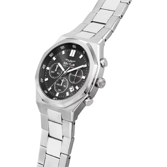 Orologio cronografo Sector otto150 in acciaio e nero MISURA UNICA