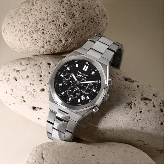 Orologio cronografo Sector otto150 in acciaio e nero MISURA UNICA