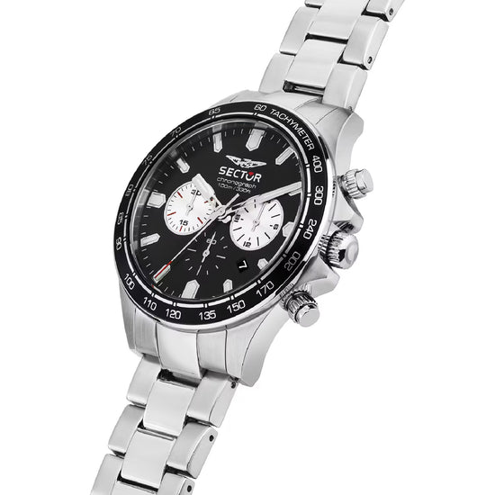 Orologio cronografo uomo Sector acciaio e quadrante nero