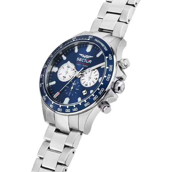 Orologio cronografo uomo Sector acciaio e quadrante blu