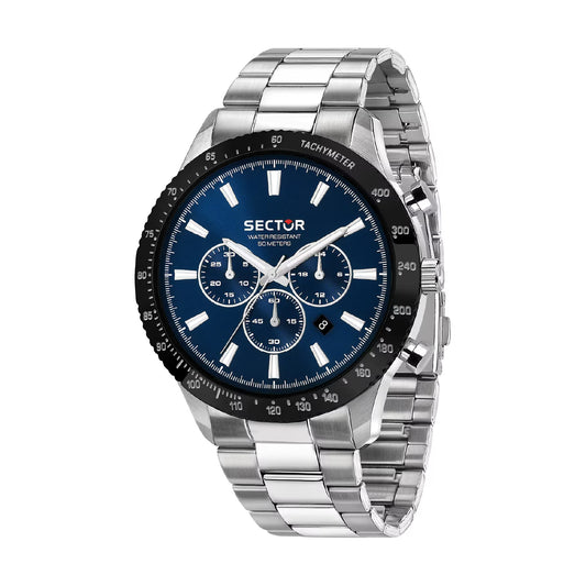 Orologio cronografo uomo Sector acciaio con quadrante blu
