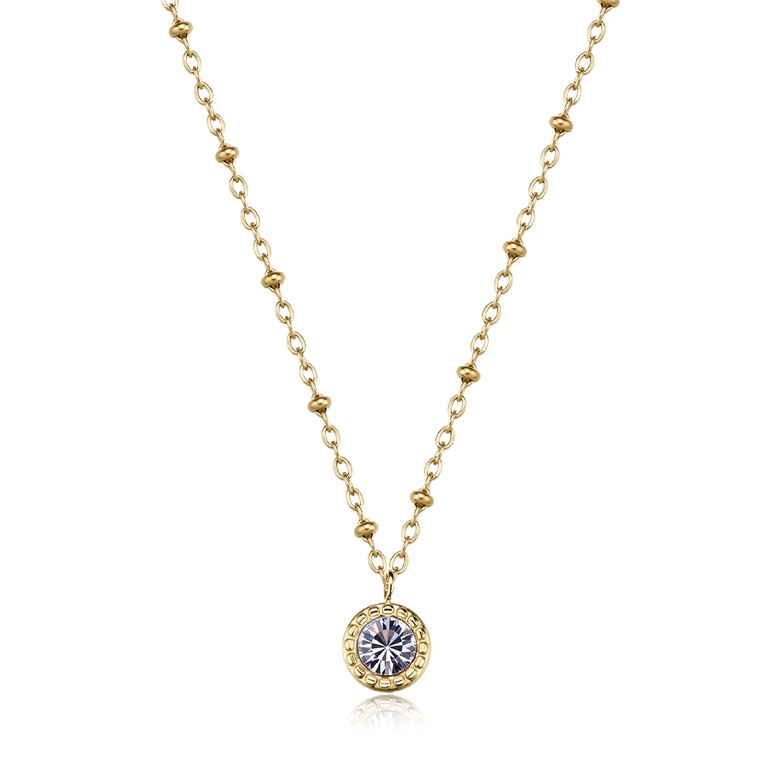 Collana punto luce S'agapõ acciaio dorato con cristallo MISURA UNICA