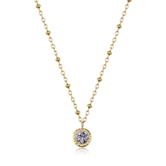 Collana punto luce S'agapõ acciaio dorato con cristallo MISURA UNICA