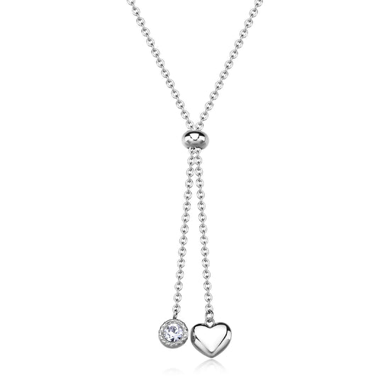Collana girocollo S'agapõ in acciaio con cuore e cristallo MISURA UNICA