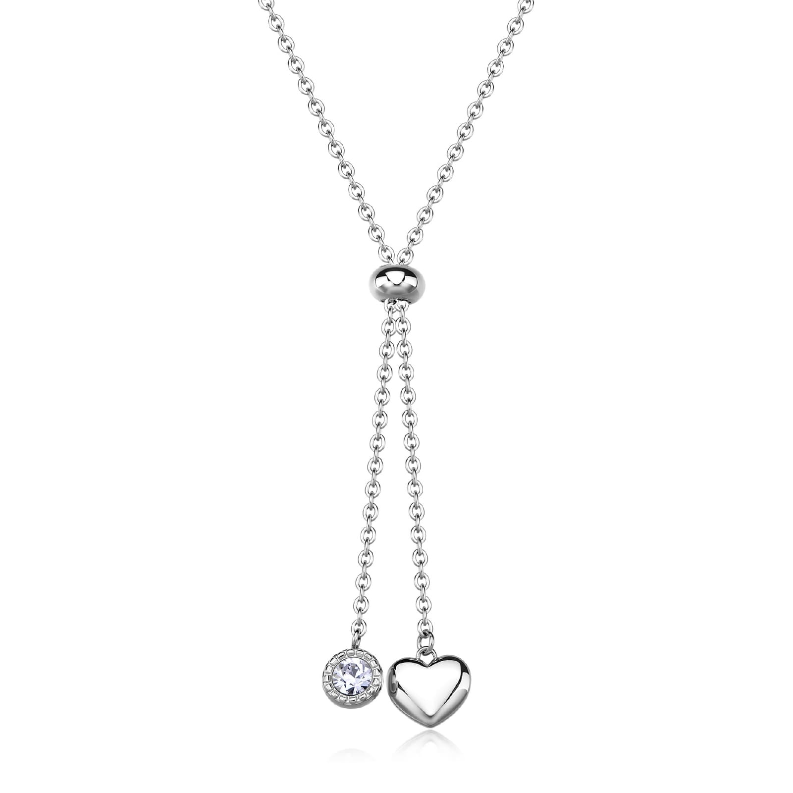 Collana girocollo S'agapõ in acciaio con cuore e cristallo MISURA UNICA