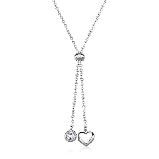 Collana girocollo S'agapõ in acciaio con cuore e cristallo MISURA UNICA