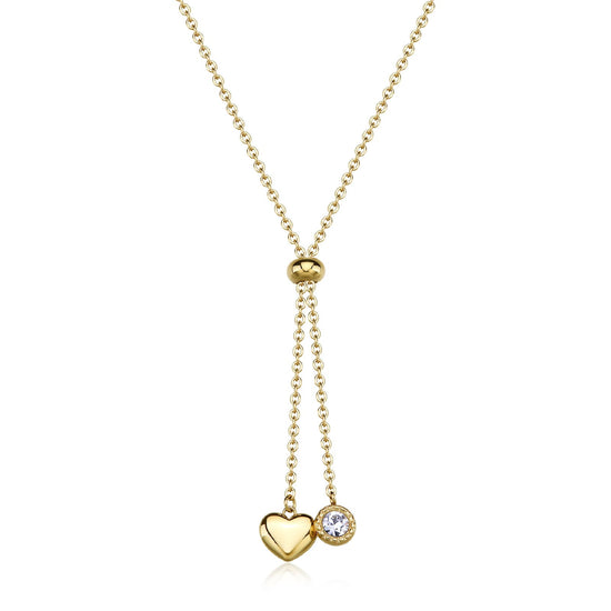 Collana girocollo S'agapõ in acciaio oro cuore e cristallo MISURA UNICA