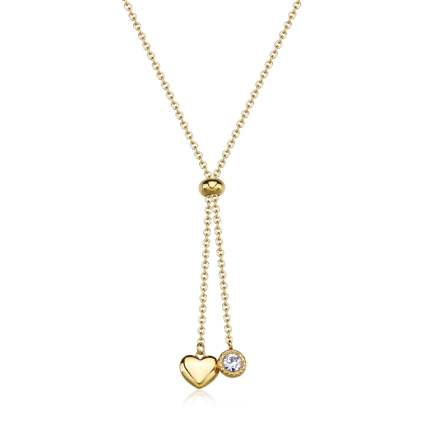 Collana girocollo S'agapõ in acciaio oro cuore e cristallo MISURA UNICA