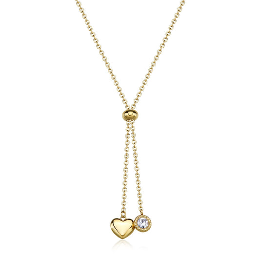 Collana girocollo S'agapõ in acciaio oro cuore e cristallo MISURA UNICA