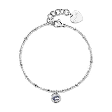 Bracciale S'agapõ in acciaio con cristallo pendente 18,5 cm