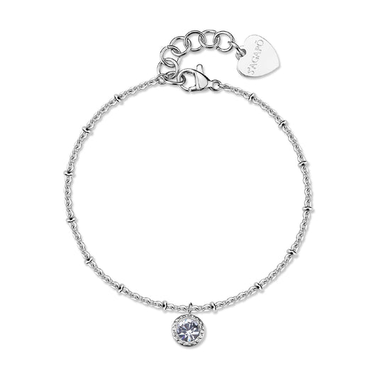 Bracciale S'agapõ in acciaio con cristallo pendente 18,5 cm