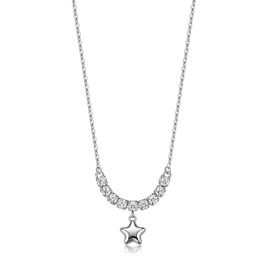 Collana S'Agapo Feelings in acciaio zirconi bianchi e stella MISURA UNICA