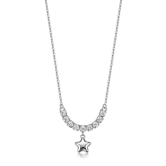 Collana S'Agapo Feelings in acciaio zirconi bianchi e stella MISURA UNICA
